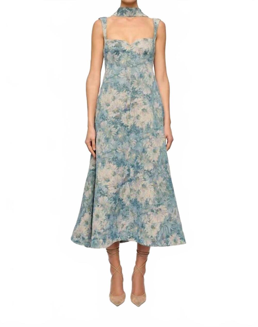 NEW CLEA zinnia midi dress in aquarelle/jacquard